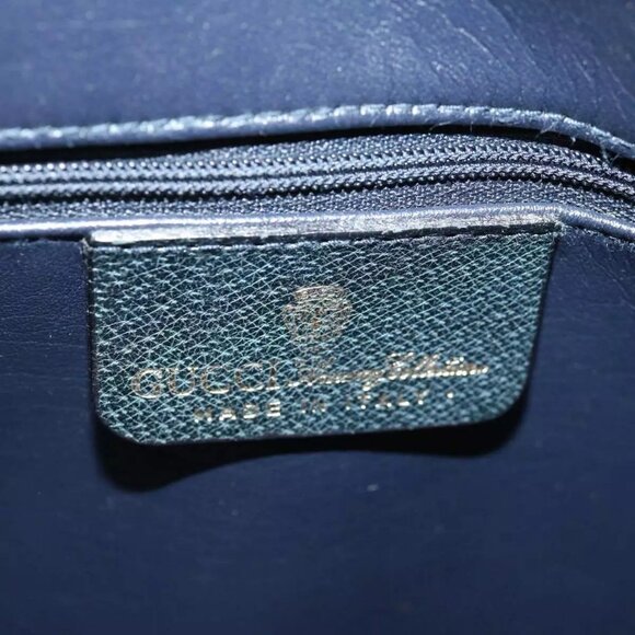 GUCCI GG Canvas Sherry Line Hand Bag PVC 2way Navy Red - Picture 5 of 16